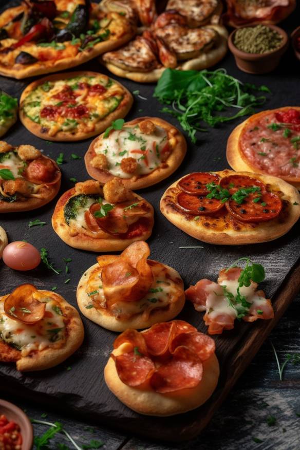 Schnelle Mini-Pizzen für ein Snacks-Buffet