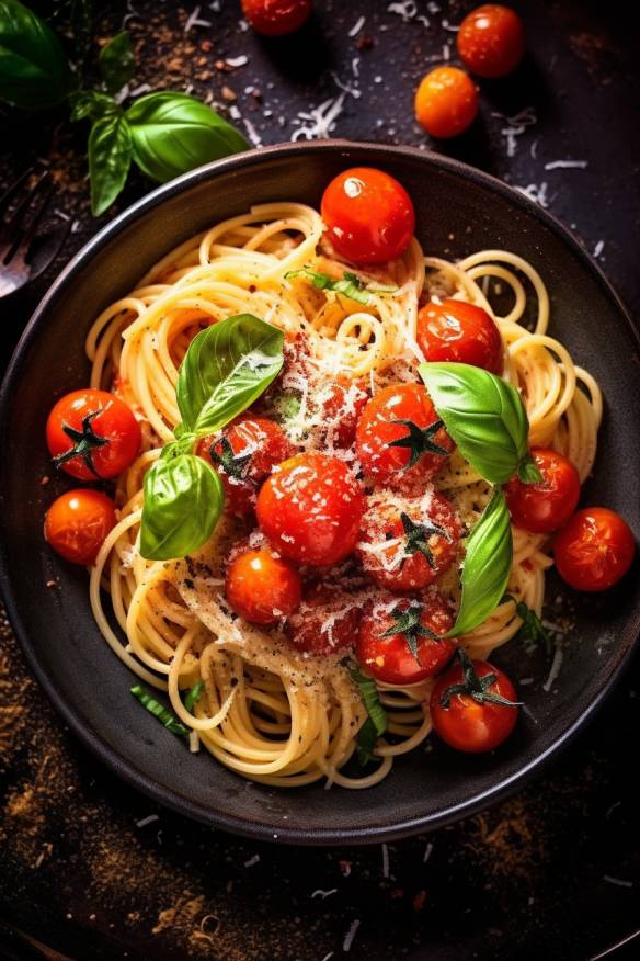 Gebackene Tomaten-Häppchen mit Baguette