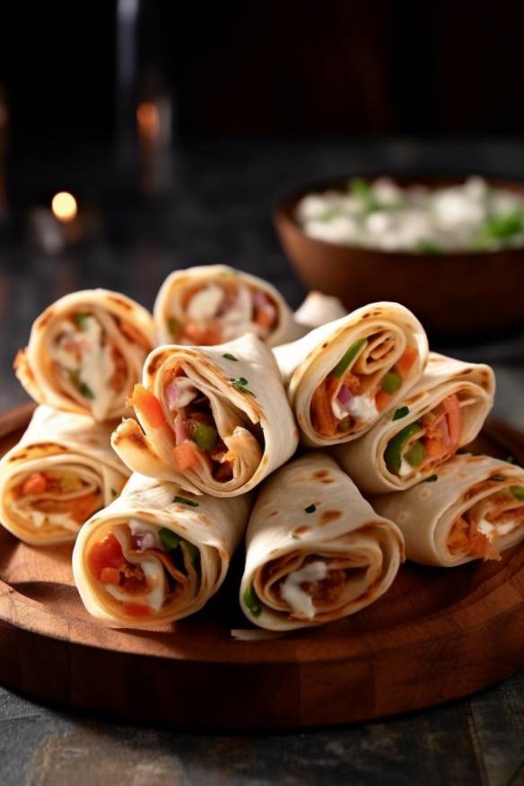 Kalte Wraps mit Frischkäse und Gemüse.