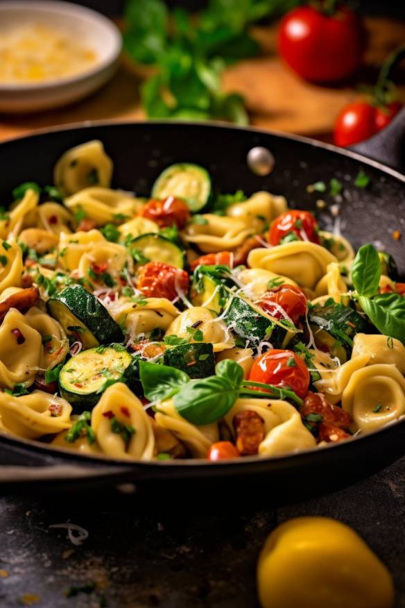 Schnelle Tortellini-Pfanne mit Gemüse