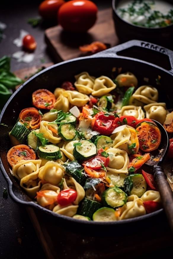 Schnelle Tortellini-Pfanne mit Gemüse