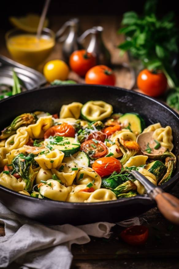 Schnelle Tortellini-Pfanne mit Gemüse