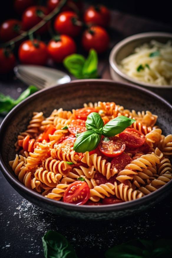 Schnelles und einfaches Nudelgericht mit Tomatensoße