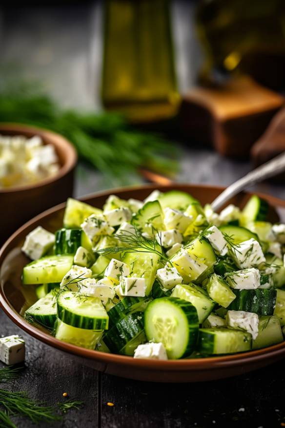 Erfrischender Gurkensalat mit Feta