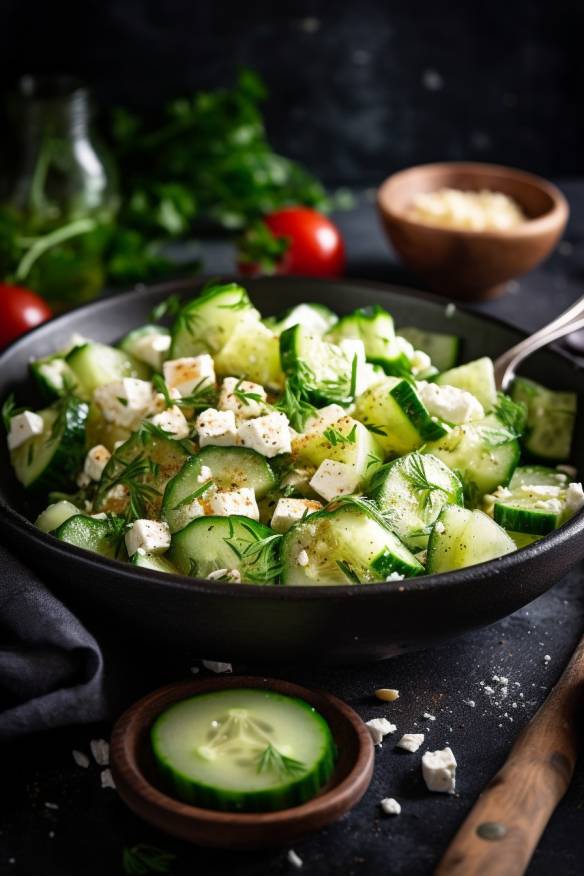 Erfrischender Gurkensalat mit Feta