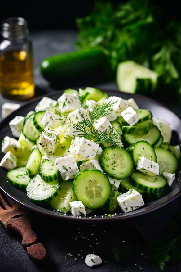 Erfrischender Gurkensalat mit Feta