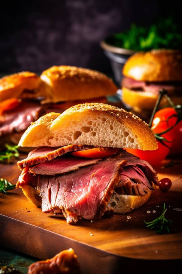 Roastbeef-Sandwiches als Fingerfood