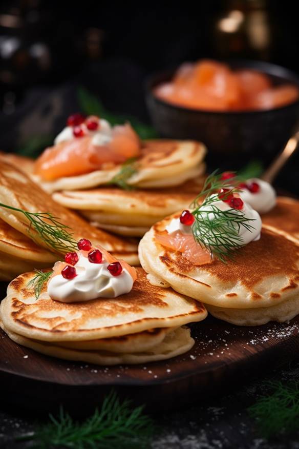 Russische Blini mit Lachs und Frischkäse