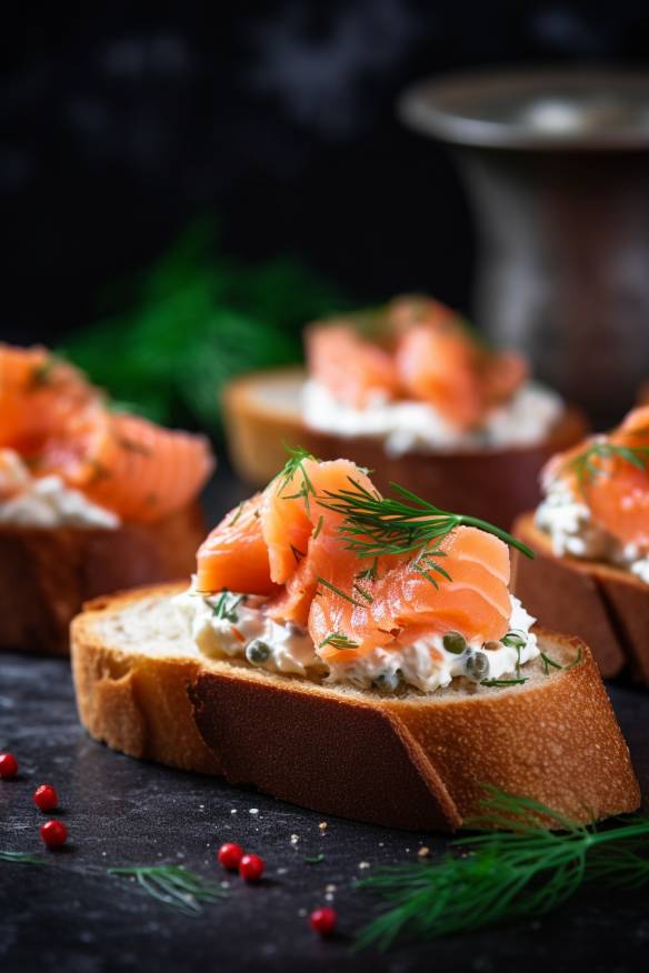 Lachs-Baguette-Häppchen