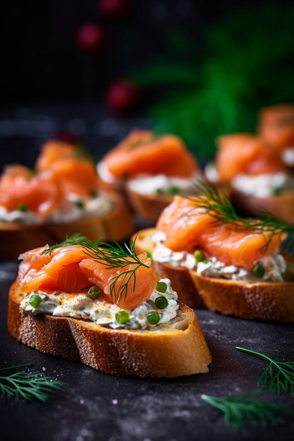 Lachs-Baguette-Häppchen