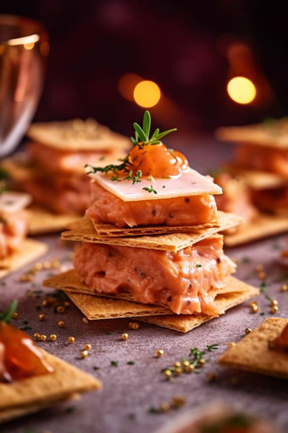 Lachs-Mousse-Cracker für den Sektempfang auf Hochzeiten