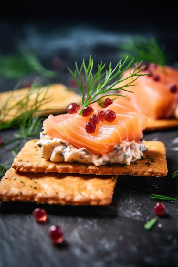 Lachs-Mousse-Cracker für den Sektempfang auf Hochzeiten