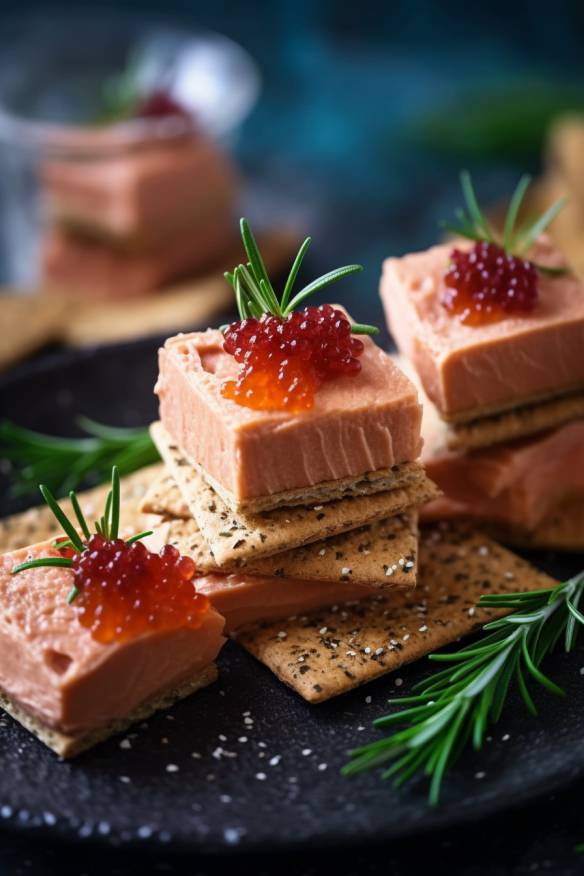 Lachs-Mousse-Cracker für den Sektempfang auf Hochzeiten