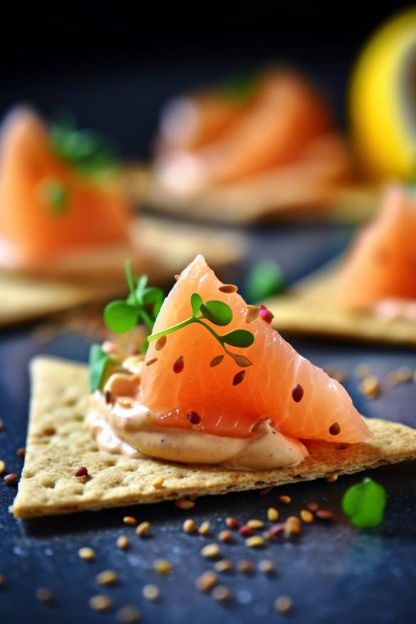 Lachs-Mousse-Cracker für den Sektempfang auf Hochzeiten