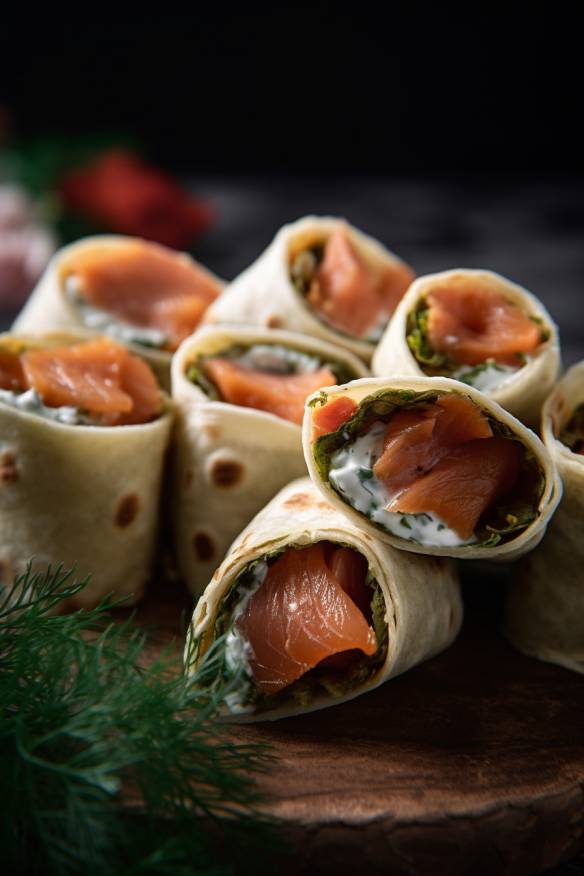 Lachs-Häppchen-Wraps - Kleine Leckerbissen für den Partytisch