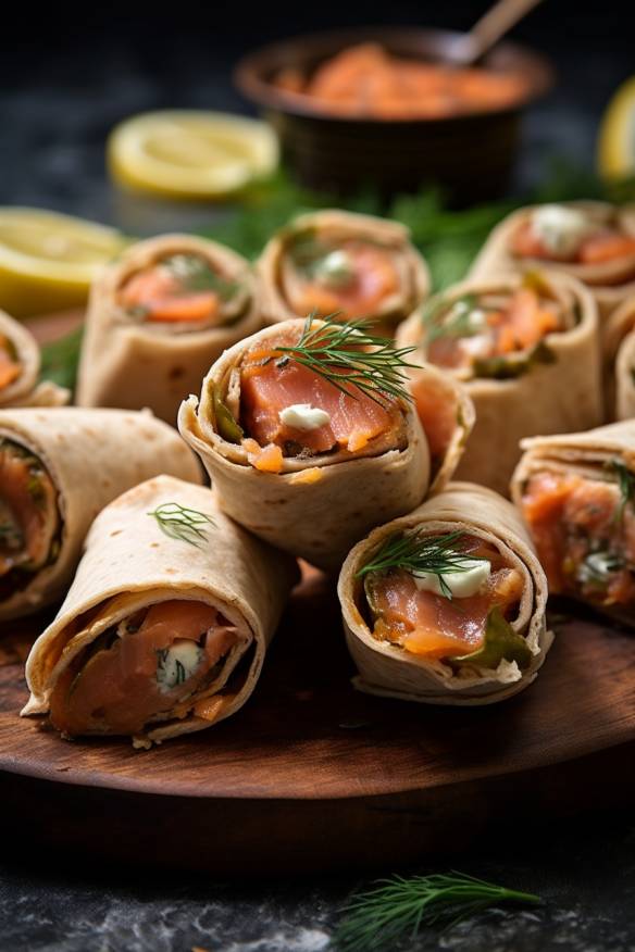 Lachs-Häppchen-Wraps - Kleine Leckerbissen für den Partytisch