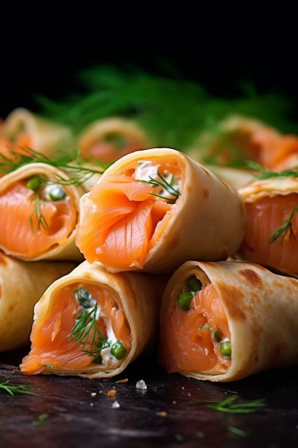 Lachs-Häppchen-Wraps - Kleine Leckerbissen für den Partytisch