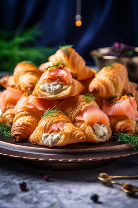 Lachs-Creme-Croissants - Leckeres Canapé Fingerfood für jeden Anlass