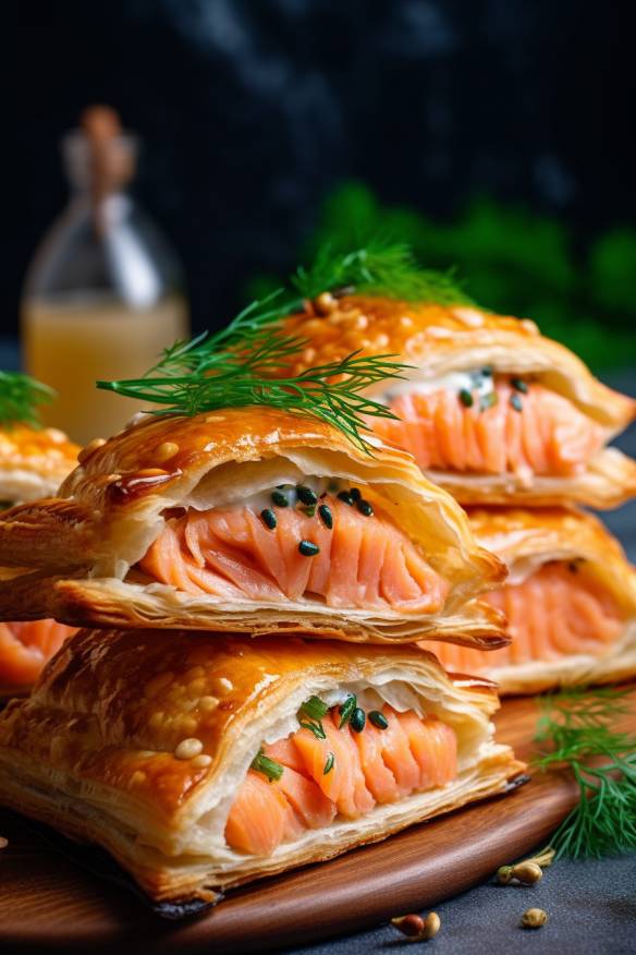 Blätterteig-Lachs-Taschen als Fingerfood.