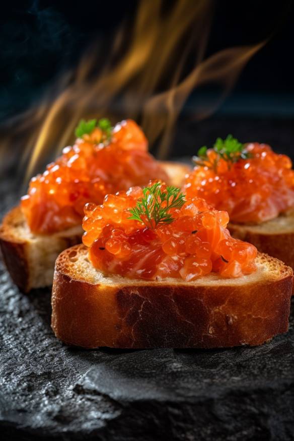 Lachs-Tatar auf Röstbrot.