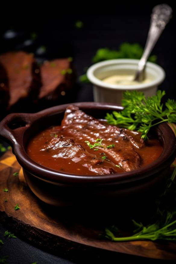 Sauerbraten-Sauce in einer Schüssel