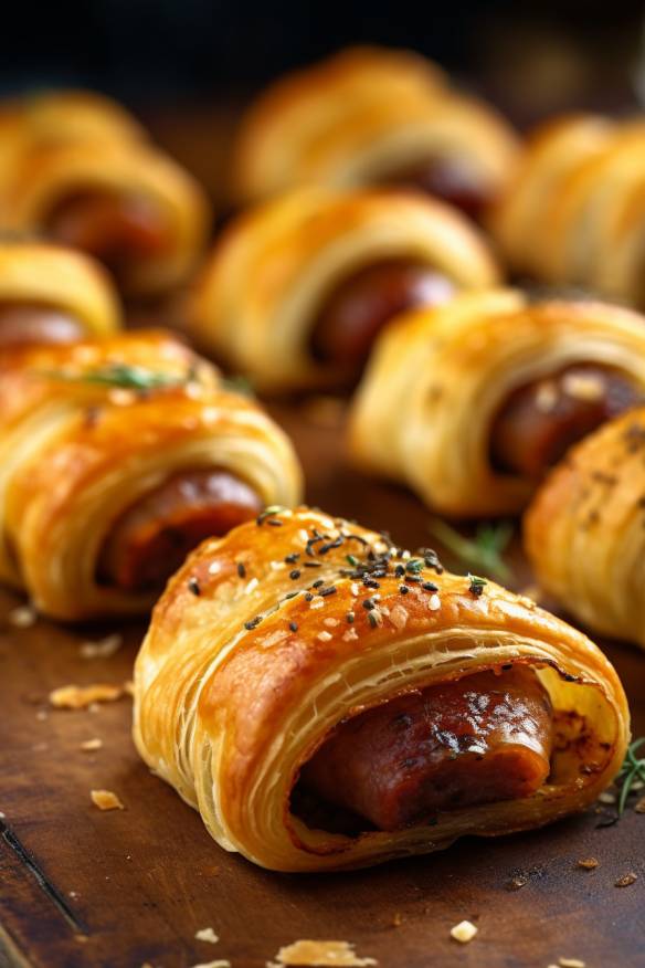 Käsekrainer im Blätterteig - typisch österreichisches Fingerfood.