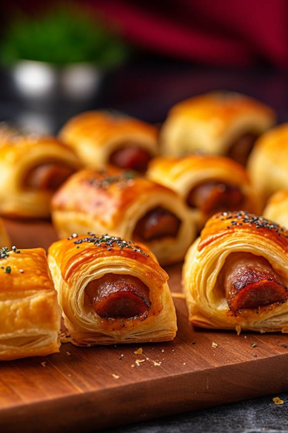 Käsekrainer im Blätterteig - typisch österreichisches Fingerfood.