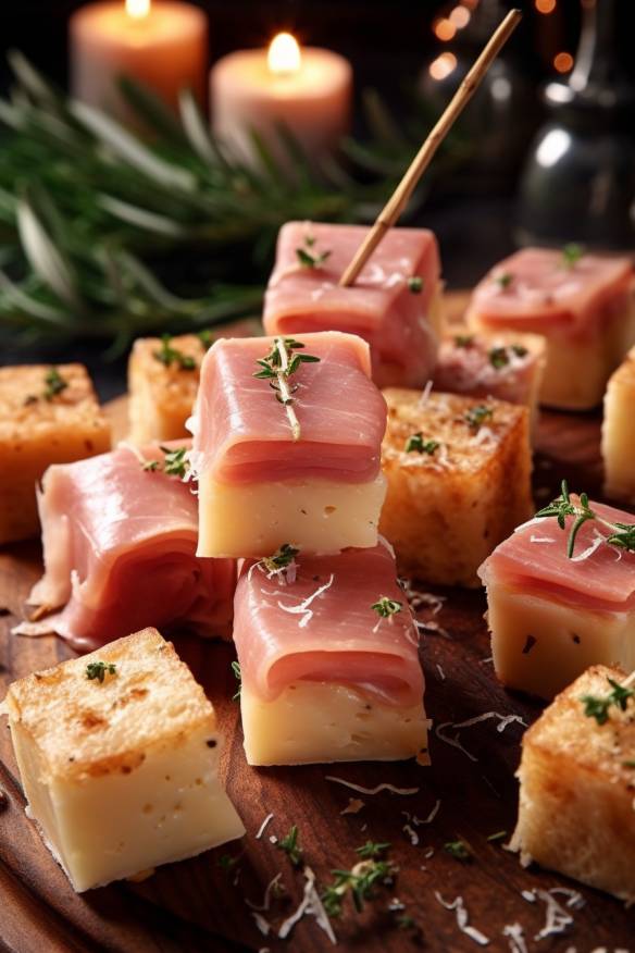 Herzhaftes Hefeteig-Fingerfood mit Käse und Schinken