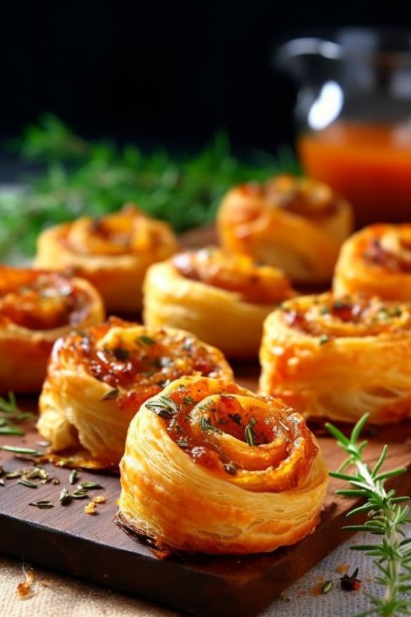 Herzhafte Blätterteig-Schnecken - Fingerfood für die Kaffeetafel