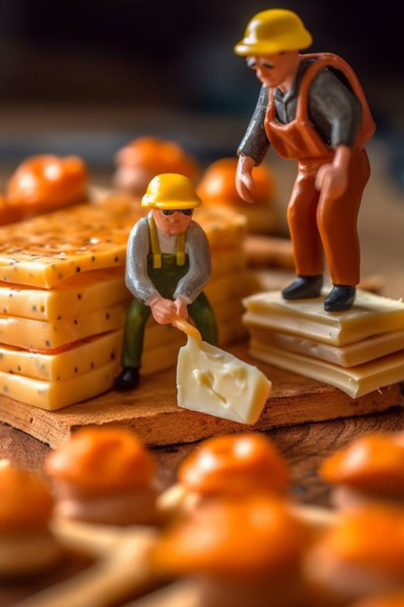 Herzhaftes Bauarbeiter-Fingerfood mit Wurst und Käse.