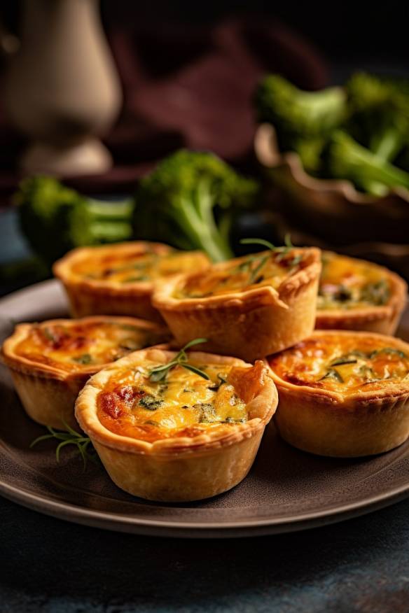 Herzhafte Mini-Quiches auf einem Teller