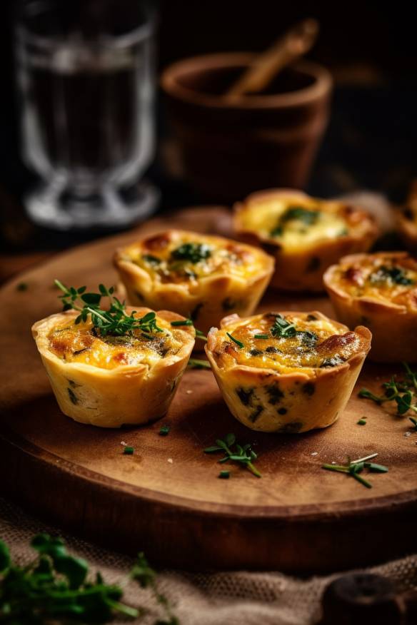 Herzhafte Mini-Quiches auf einem Teller