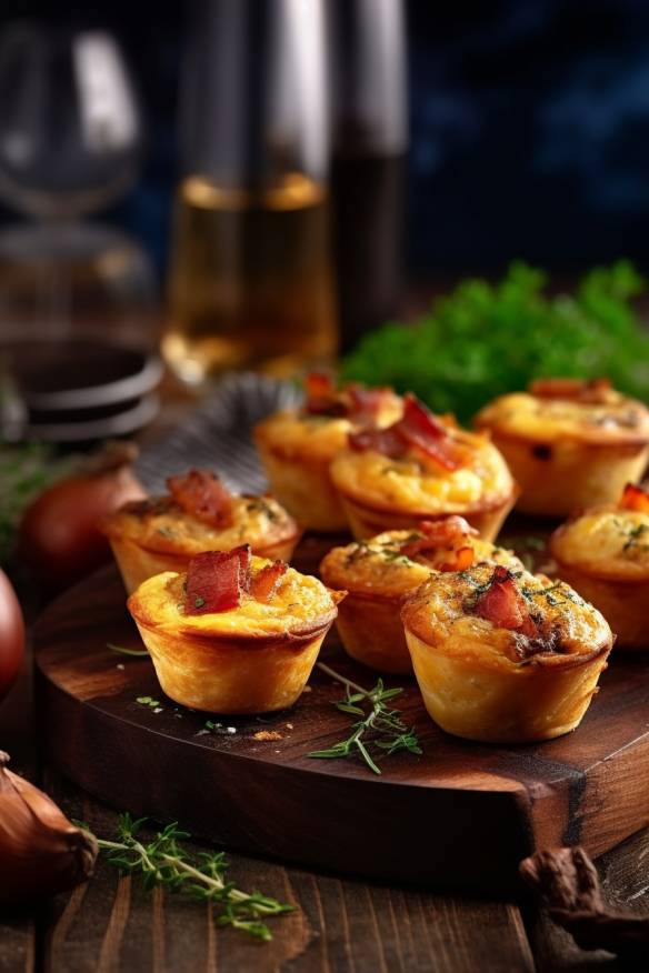 Knusprige Mini-Quiches mit Speck und Zwiebeln