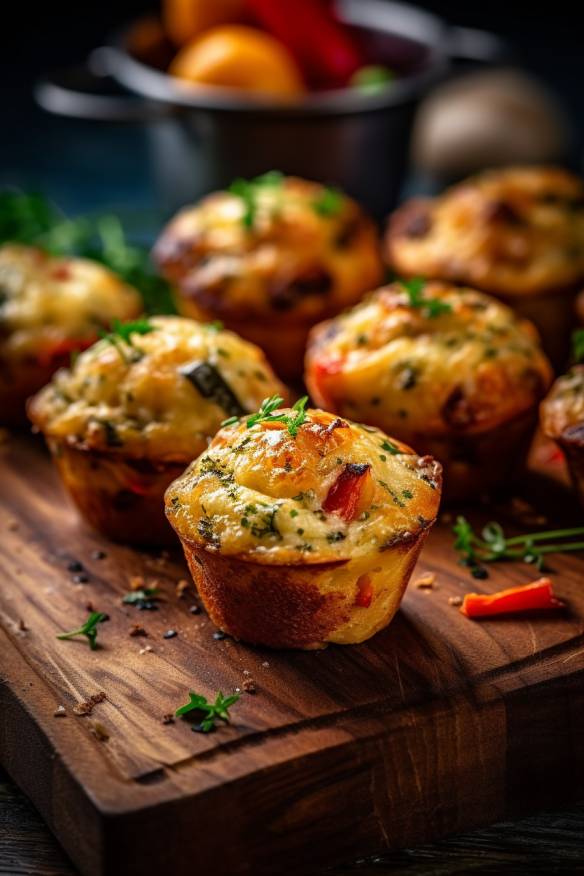 Herzhafte Gemüse-Käse-Muffins als Fingerfood ohne Mehl