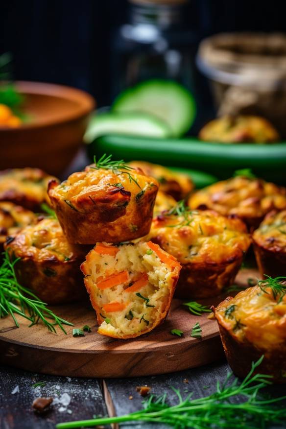 Herzhafte Gemüse-Käse-Muffins als Fingerfood ohne Mehl