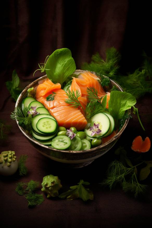 Smørrebrød mit Räucherlachs und Gurke