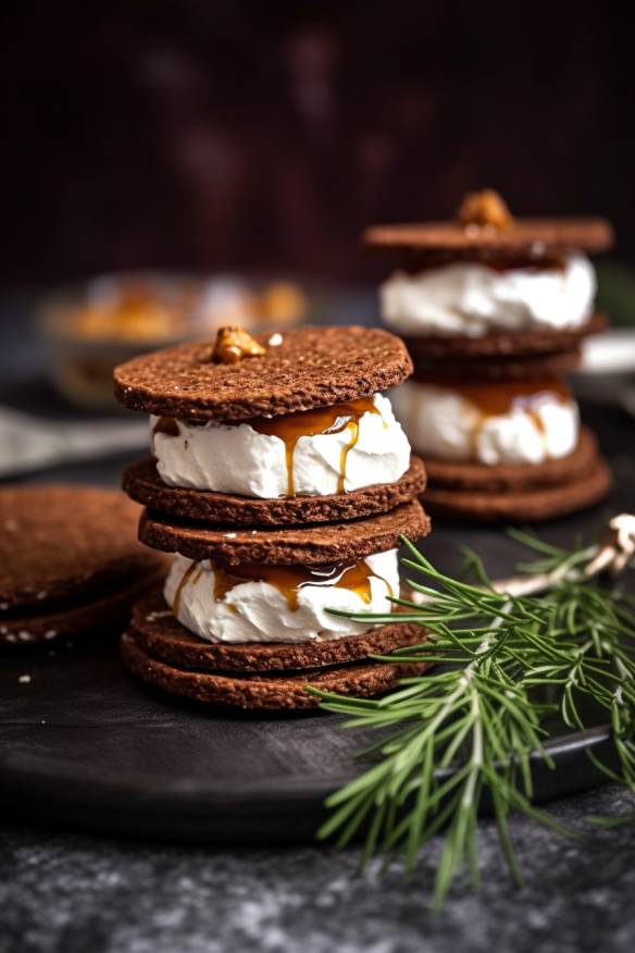 Häppchen mit Pumpernickel und Ziegenfrischkäse