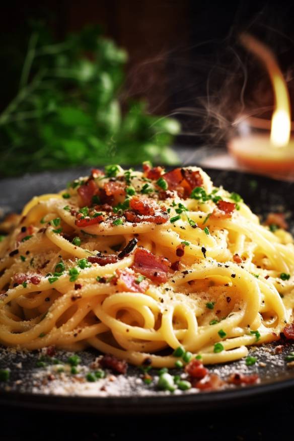 Spaghetti Carbonara auf einem Teller