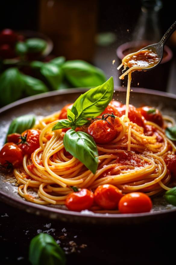 Spaghetti mit Tomaten-Basilikum-Sauce