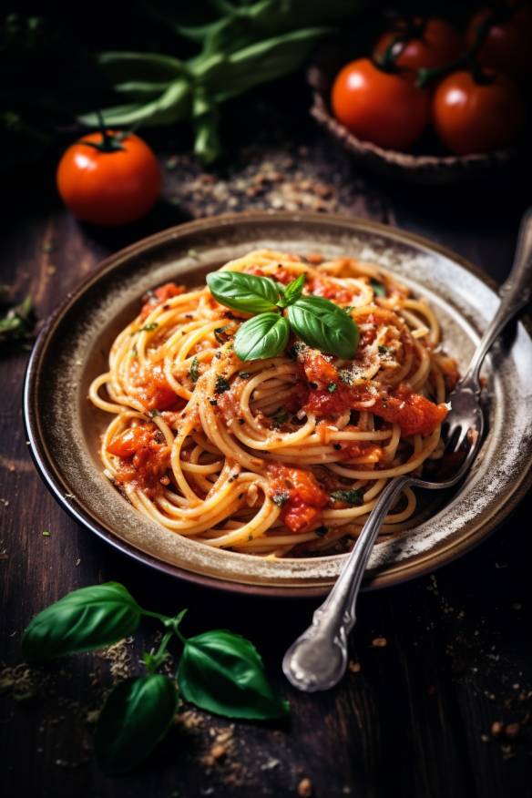 Spaghetti mit Tomaten-Basilikum-Sauce