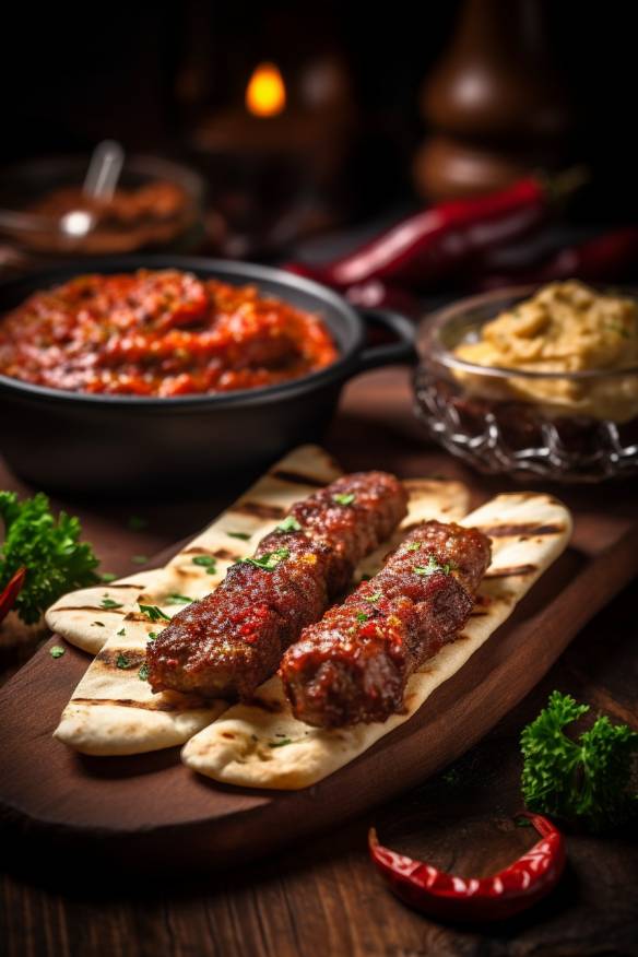 Pikante Cevapcici mit Ajvar-Dip