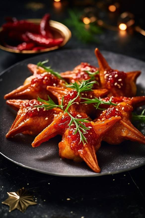 Pikante Weihnachts-Fingerfood-Sterne auf einem Teller