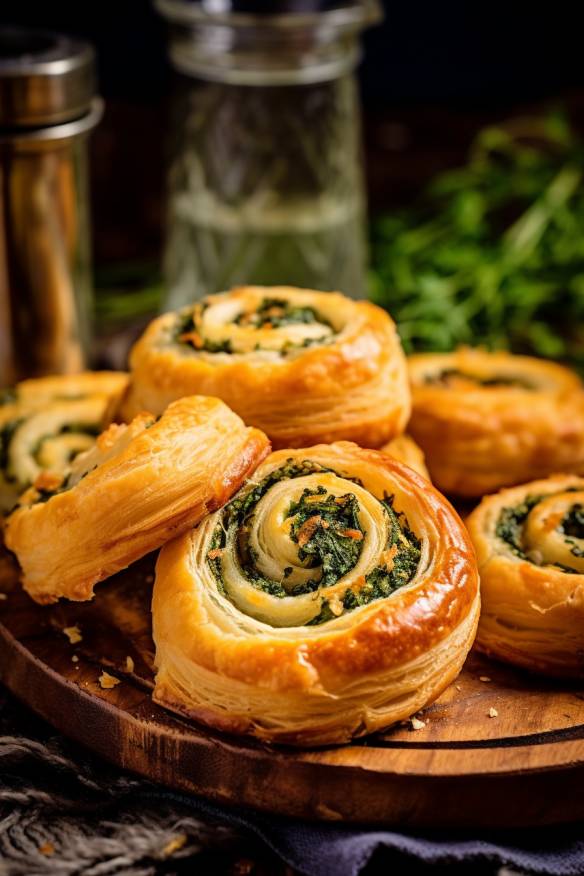 Blätterteig-Schnecken mit Spinat und Feta