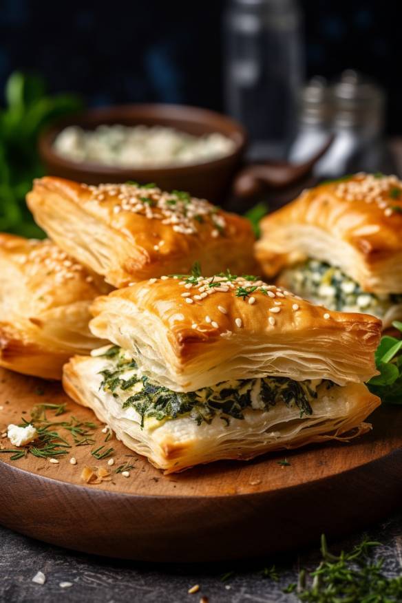 Blätterteig-Päckchen mit Spinat und Feta