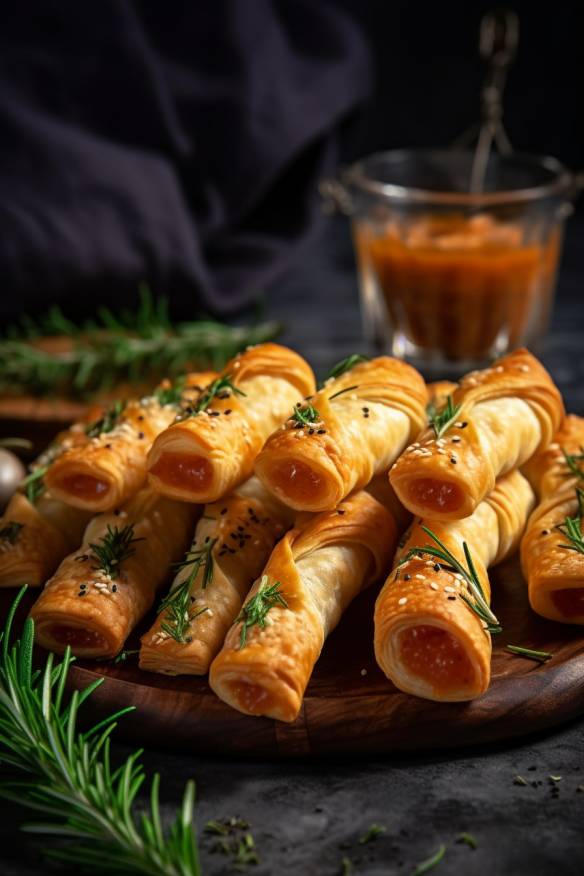 Gefüllte Blätterteigstangen - Herzhafter Snack zum Vorbereiten