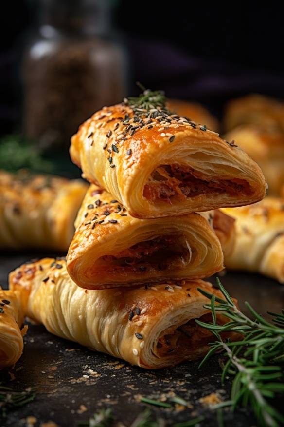 Gefüllte Blätterteigstangen - Herzhafter Snack zum Vorbereiten