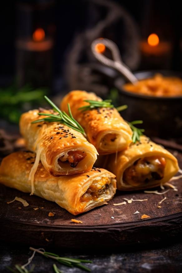 Gefüllte Blätterteigstangen - Herzhaftes vegetarisches Fingerfood