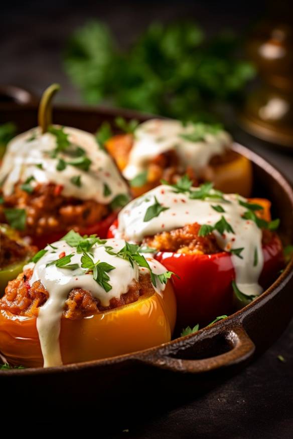 Gefüllte Paprika mit Frischkäse-Dip