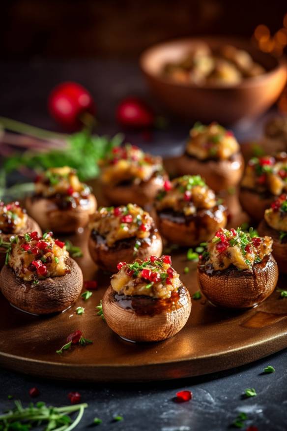 Gefüllte Champignons als Fingerfood für Abends