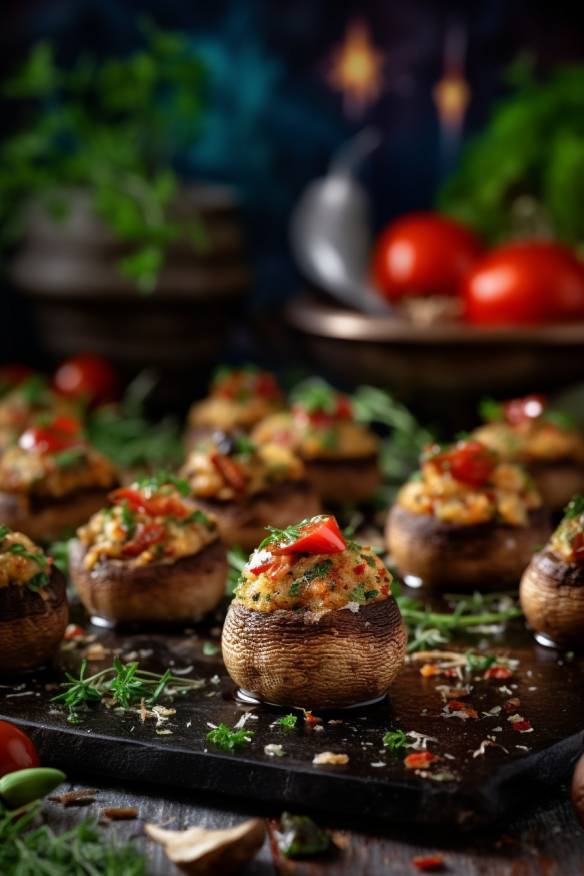 Gefüllte Champignons als Fingerfood für Abends